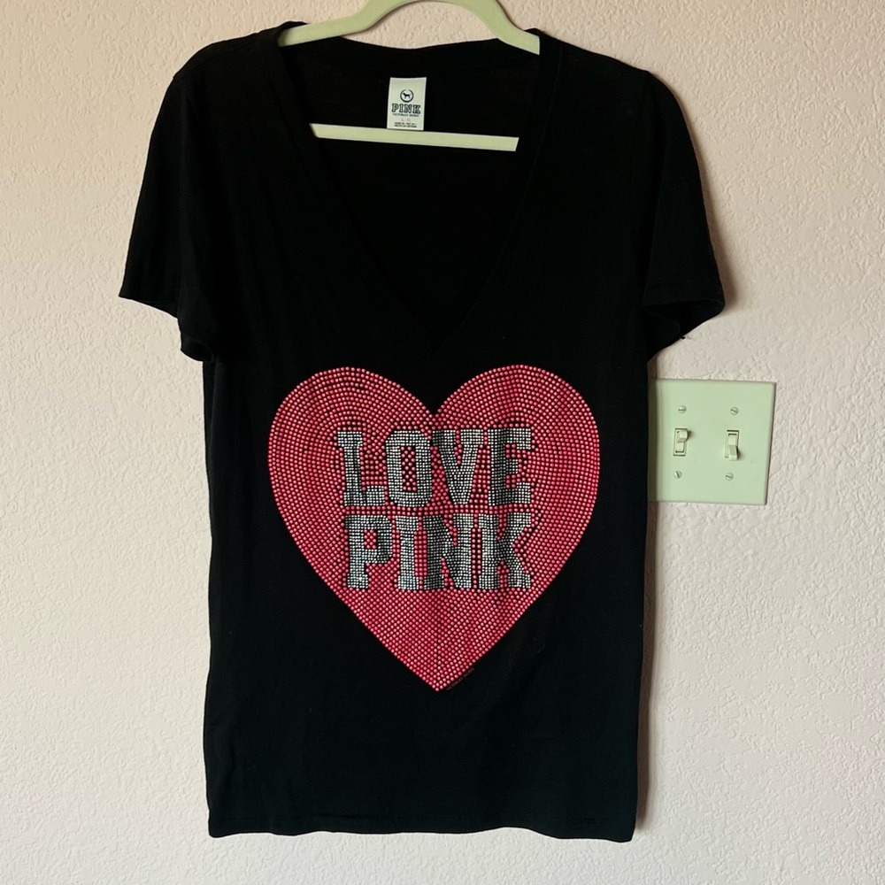 Y2K mcbling VS Victoria secret pink rhinestone heart top